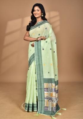 Light Green Chandari Silk Chandari Saree Set