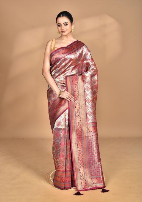 Purple Rajputana Kanjiviram Silk Saree Set