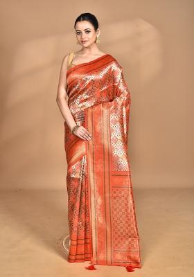 Orange Rajputana Kanjiviram Silk Saree Set