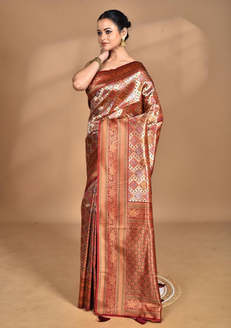 Maroon Rajputana Kanjiviram Silk Saree Set
