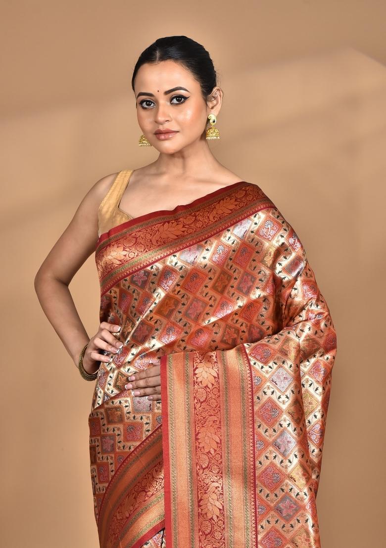 Maroon Rajputana Kanjiviram Silk Saree Set
