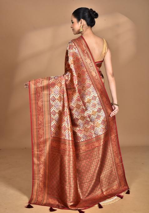 Maroon Rajputana Kanjiviram Silk Saree Set