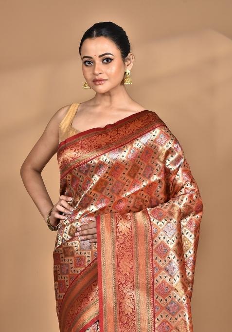 Maroon Rajputana Kanjiviram Silk Saree Set