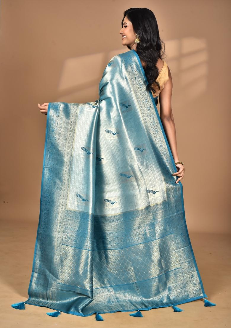 Dark Green Banarsi Silk Silk Saree Set