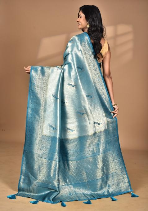 Dark Green Banarsi Silk Silk Saree Set