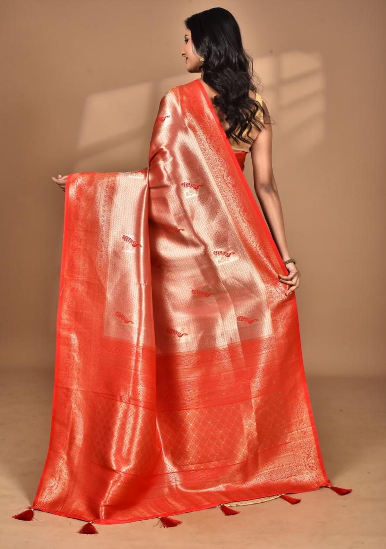 Red Banarsi Silk Silk Saree Set
