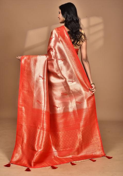 Red Banarsi Silk Silk Saree Set