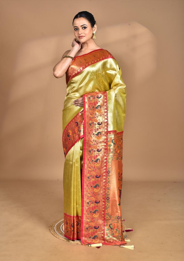 Rani Pink Banarsi Silk Silk Saree Set