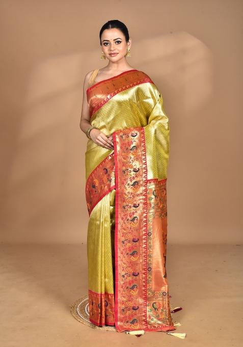 Rani Pink Banarsi Silk Silk Saree Set