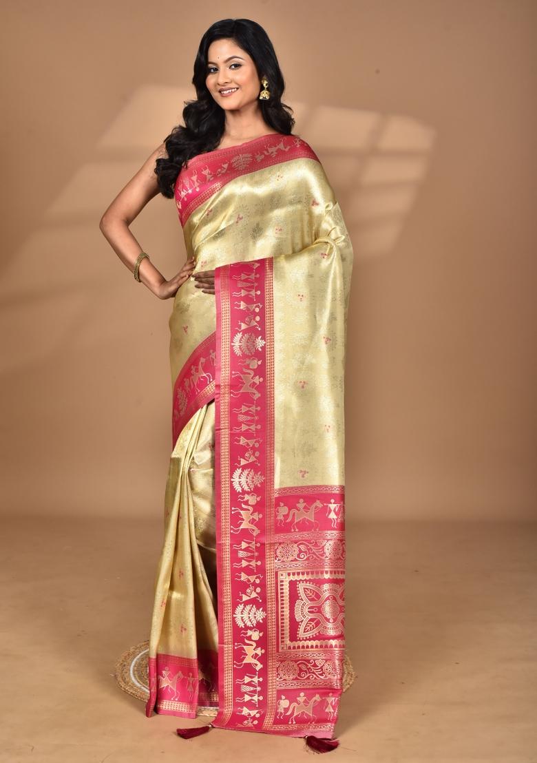 Beige Silk Saree Silk Saree Set