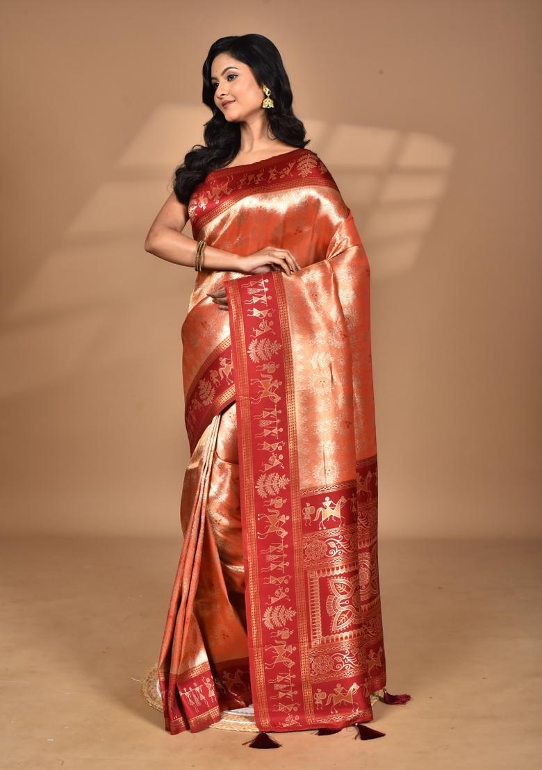 Peach Silk Saree Silk Saree Set