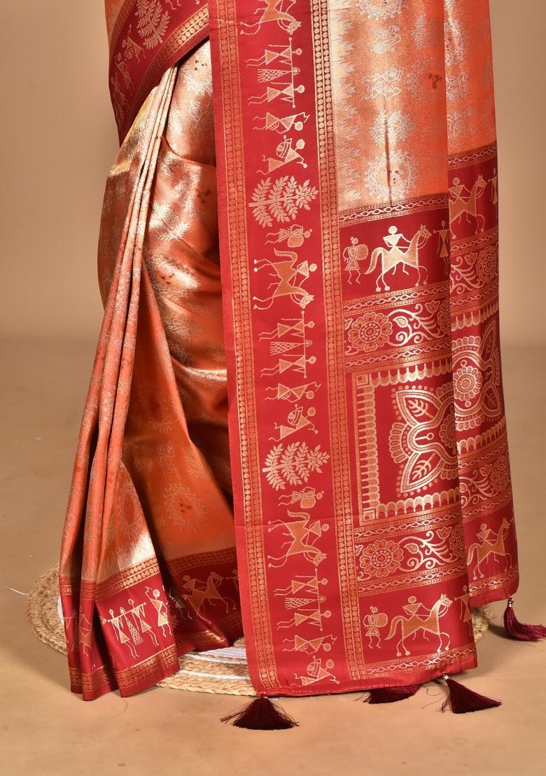 Peach Silk Saree Silk Saree Set