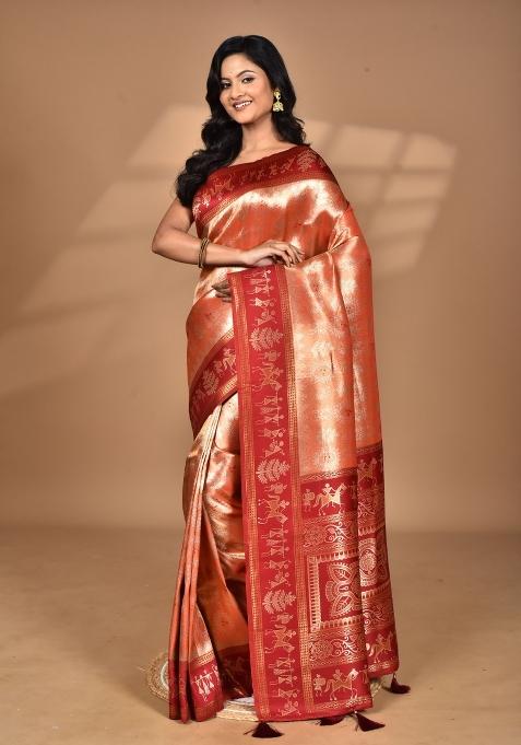 Peach Silk Saree Silk Saree Set