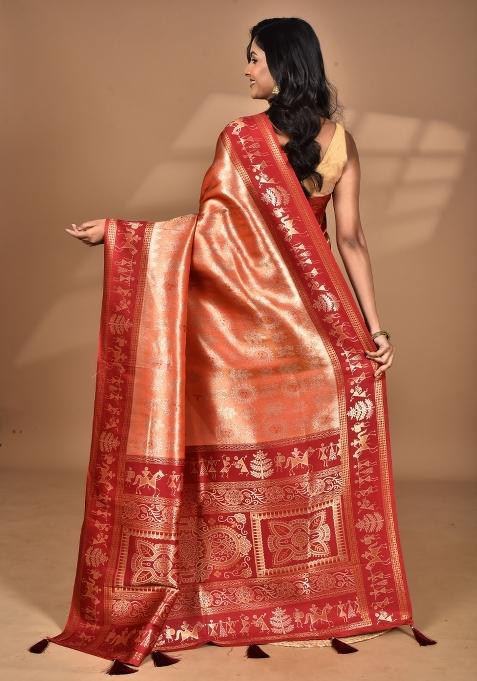 Peach Silk Saree Silk Saree Set