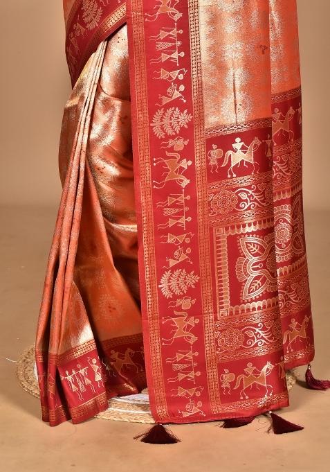 Peach Silk Saree Silk Saree Set