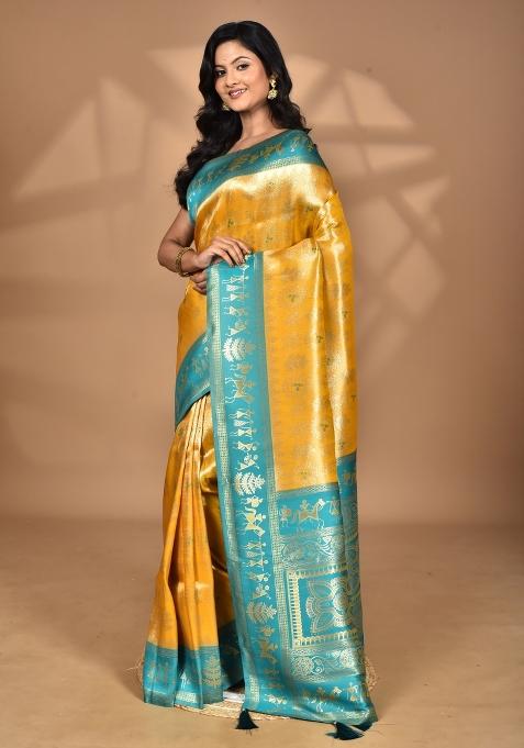 Yellow Silk Saree Silk Saree Set