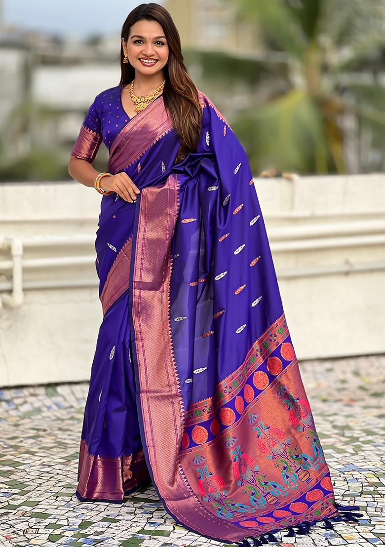 Blue Wevon Soft Silk Saree Set