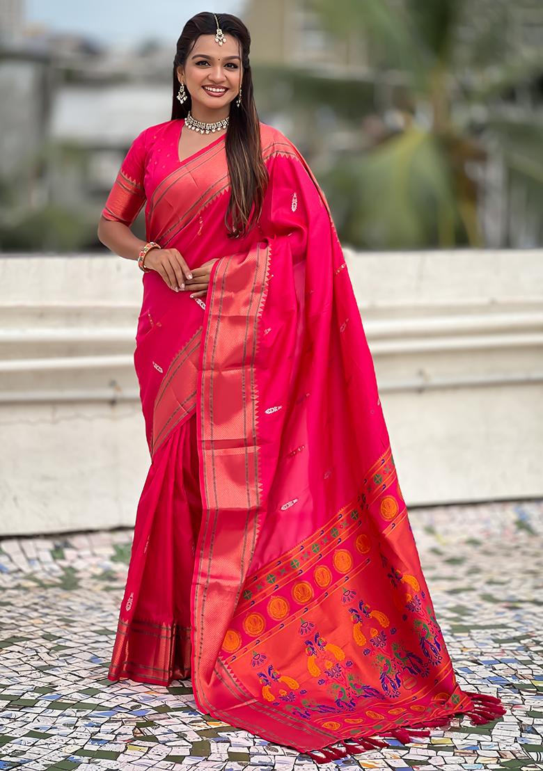 Pink Wevon Soft Silk Saree Set