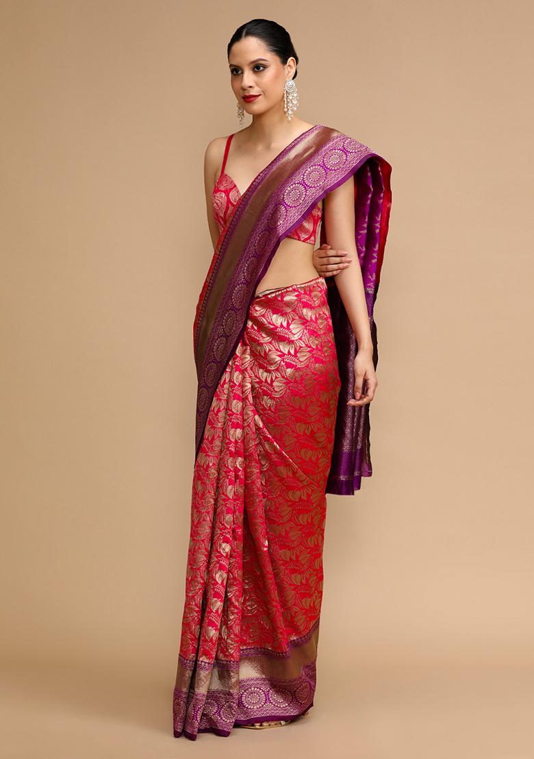 Pink Wevon Lichi Silk Saree Set