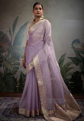 Lavender Woven Tissue Saree Set
