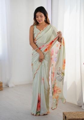 Multi Printed Chinon Saree