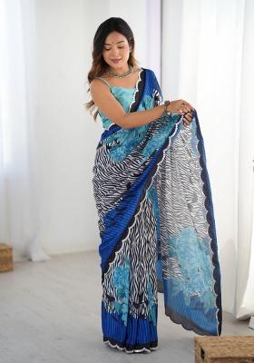 Multi Printed Chinon Saree
