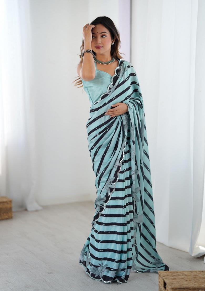 Multi Printed Chinon Saree