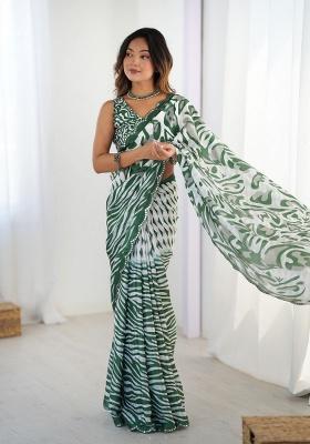 Multi Printed Chinon Saree