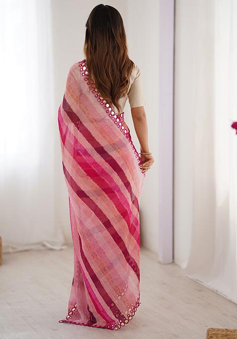 Pink Printed Chiffon Saree