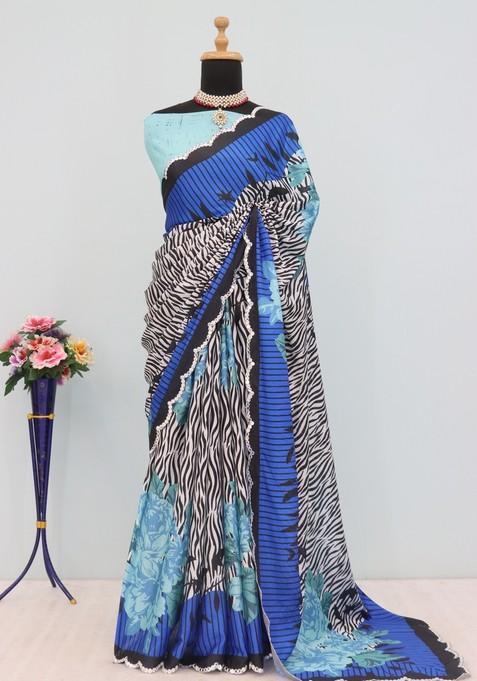 Multi Mirror Work Chiffon Saree Set