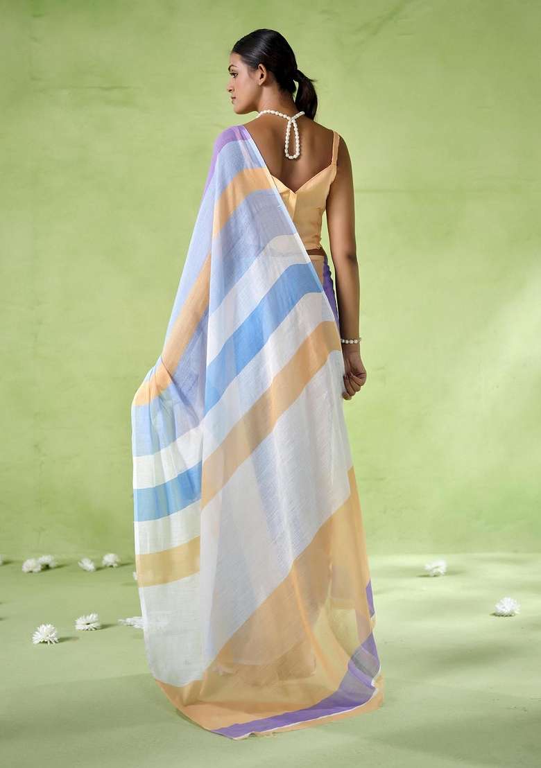 Multicolor Printed Cotton Blend Saree Set - Indya