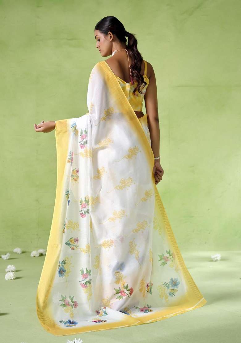 Multicolor Printed Silk Blend Saree Set - Indya