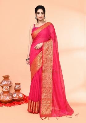 Rani Embroidered Cotton Saree Set
