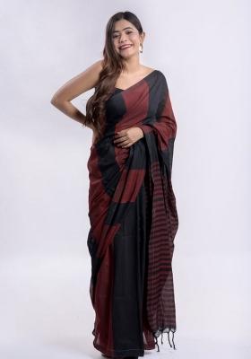 Multi Embroidered Cotton Saree Set