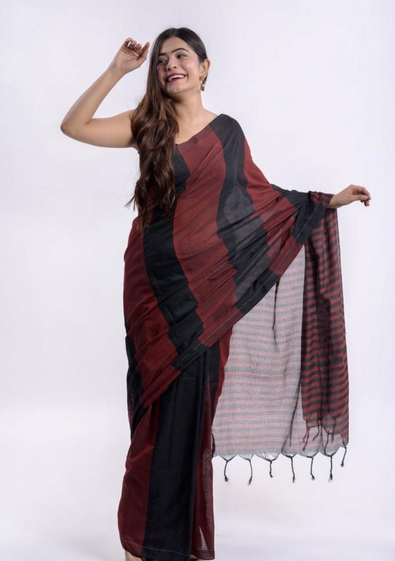 Multi Embroidered Cotton Saree Set