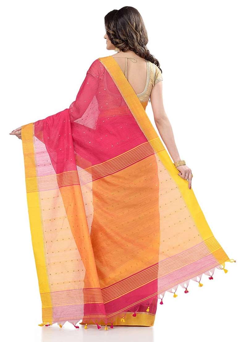 Pink Cotton Silk Blend Saree Set with Embroidered & Sequin for Diwali | Wedding & Festive Wear - Indya