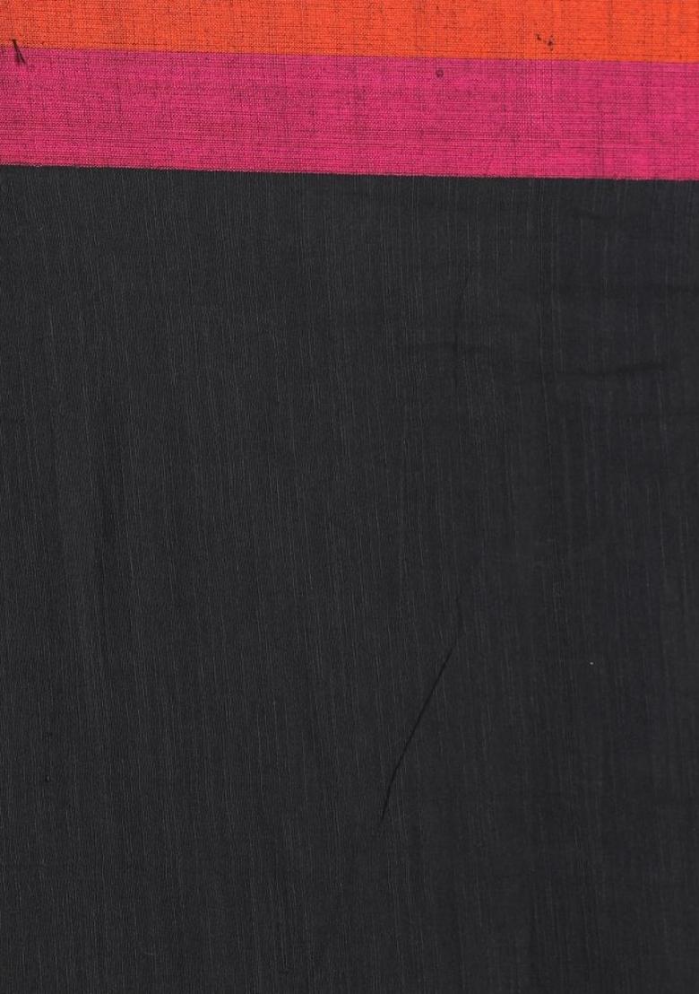 Black Jacquard Cotton Saree Set