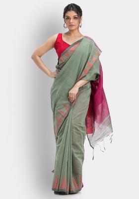 Clay Solid Cotton Saree Set