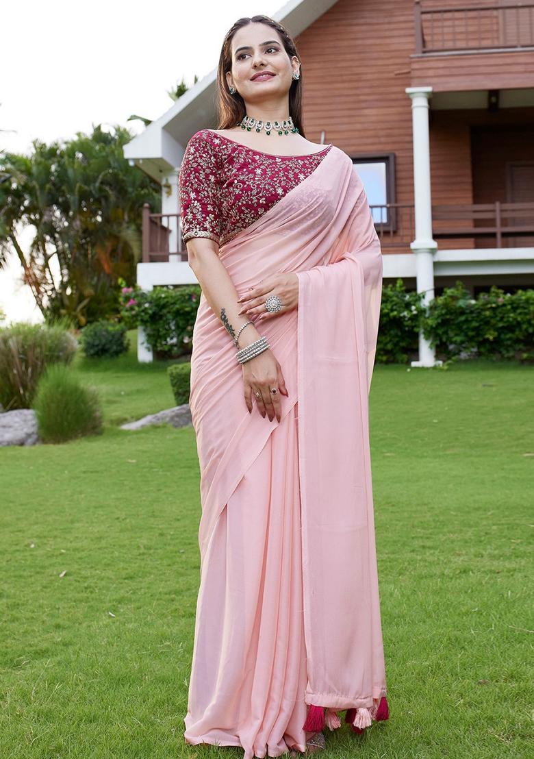 Gajari Embroidered Georgette Saree Set