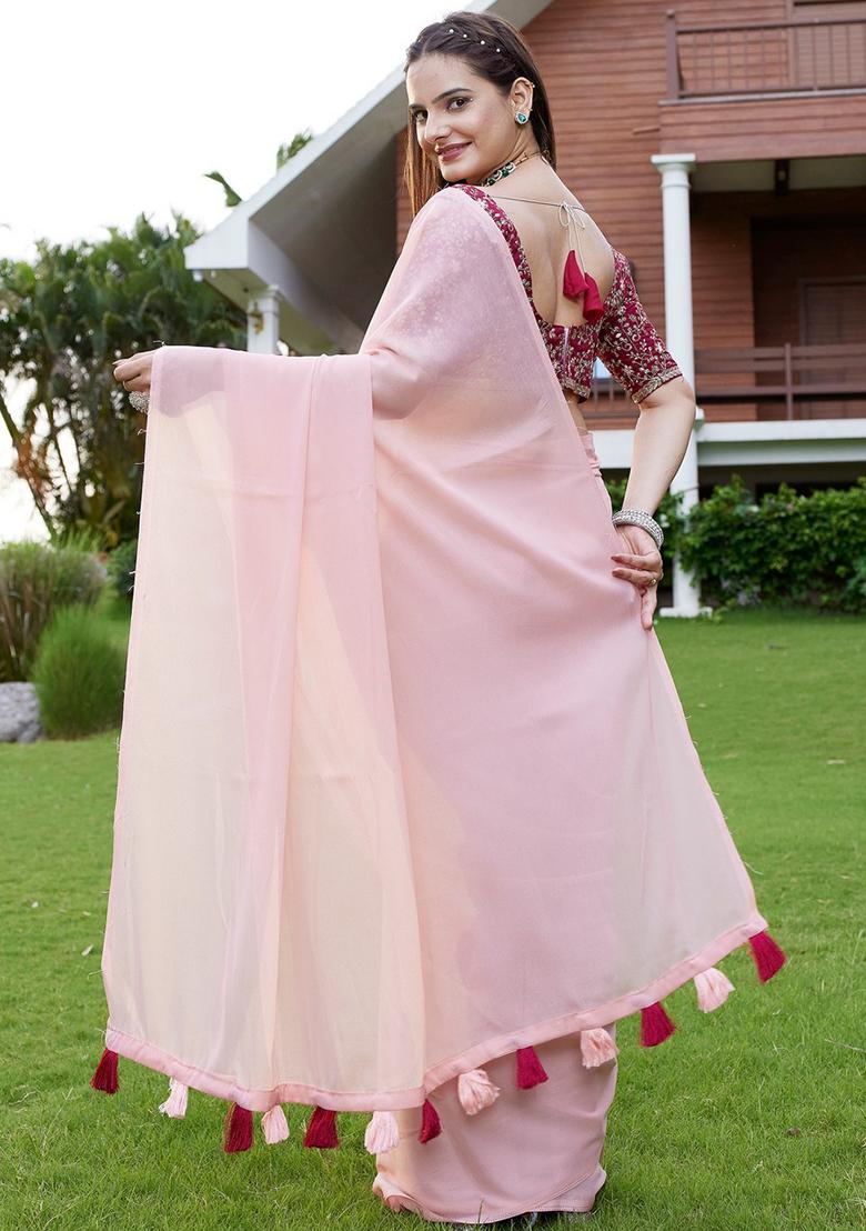 Gajari Embroidered Georgette Saree Set