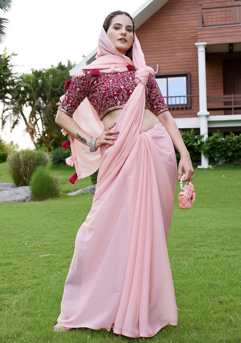 Gajari Embroidered Georgette Saree Set