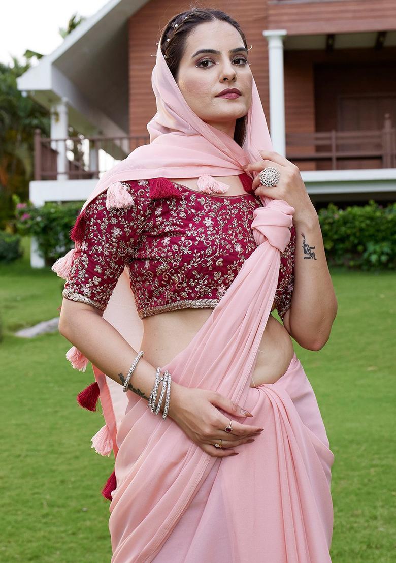 Gajari Embroidered Georgette Saree Set