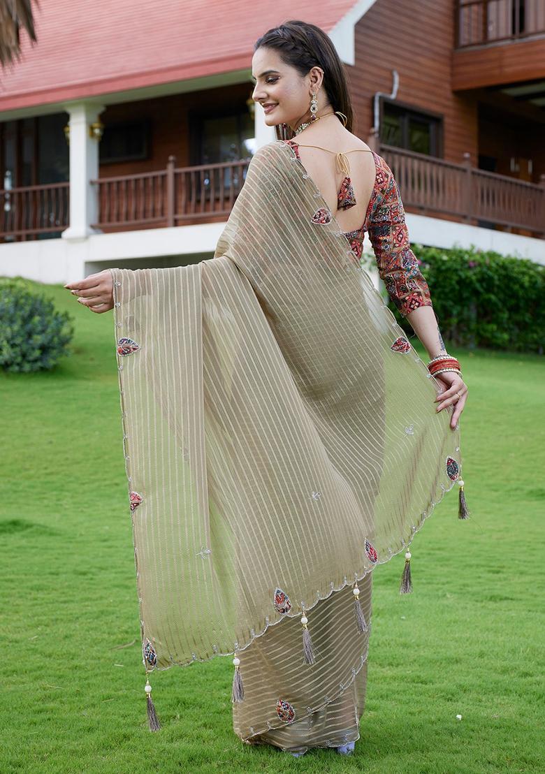 Chicku Embroidered Georgette Saree Set