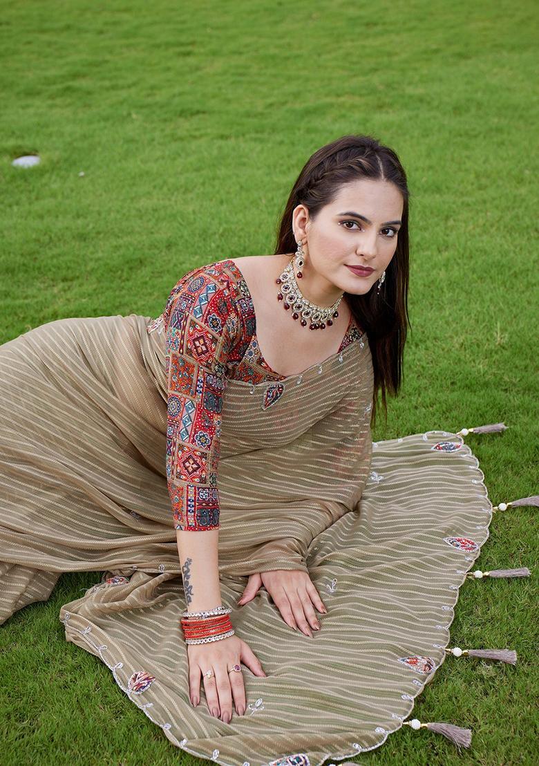 Chicku Embroidered Georgette Saree Set