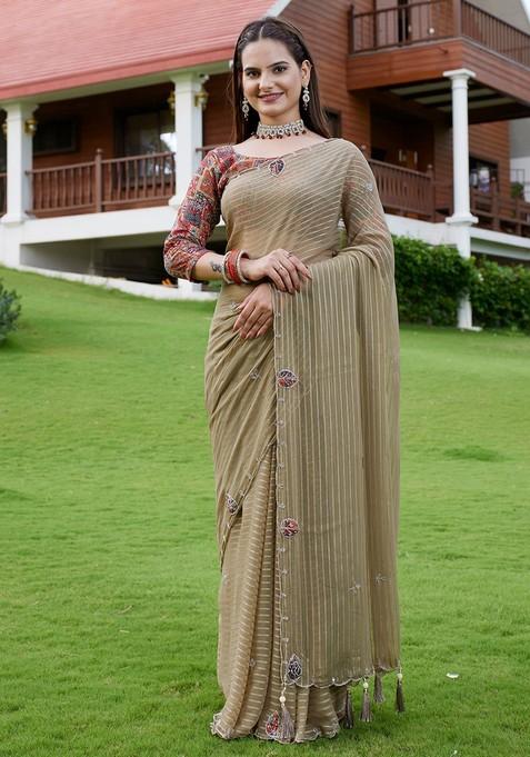 Chicku Embroidered Georgette Saree Set