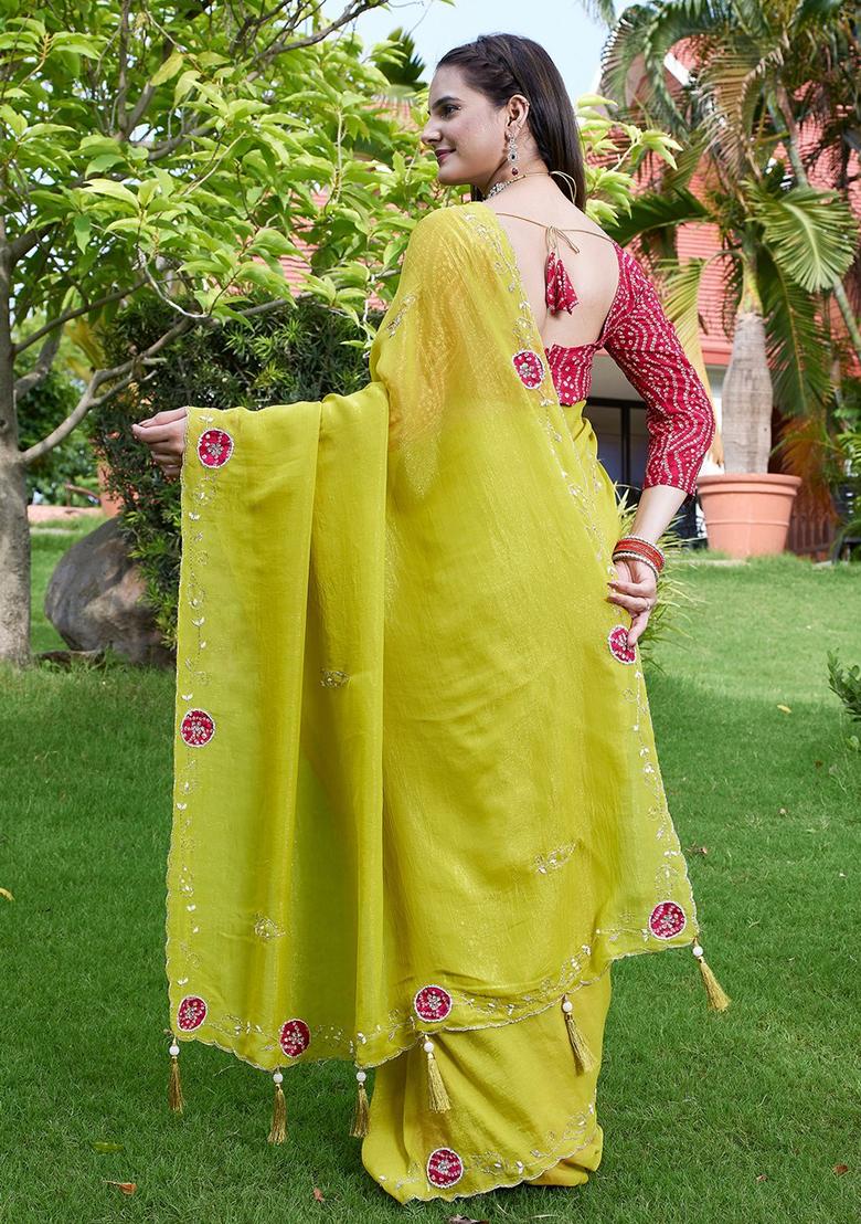 Devdas Embroidered Chiffon Saree Set