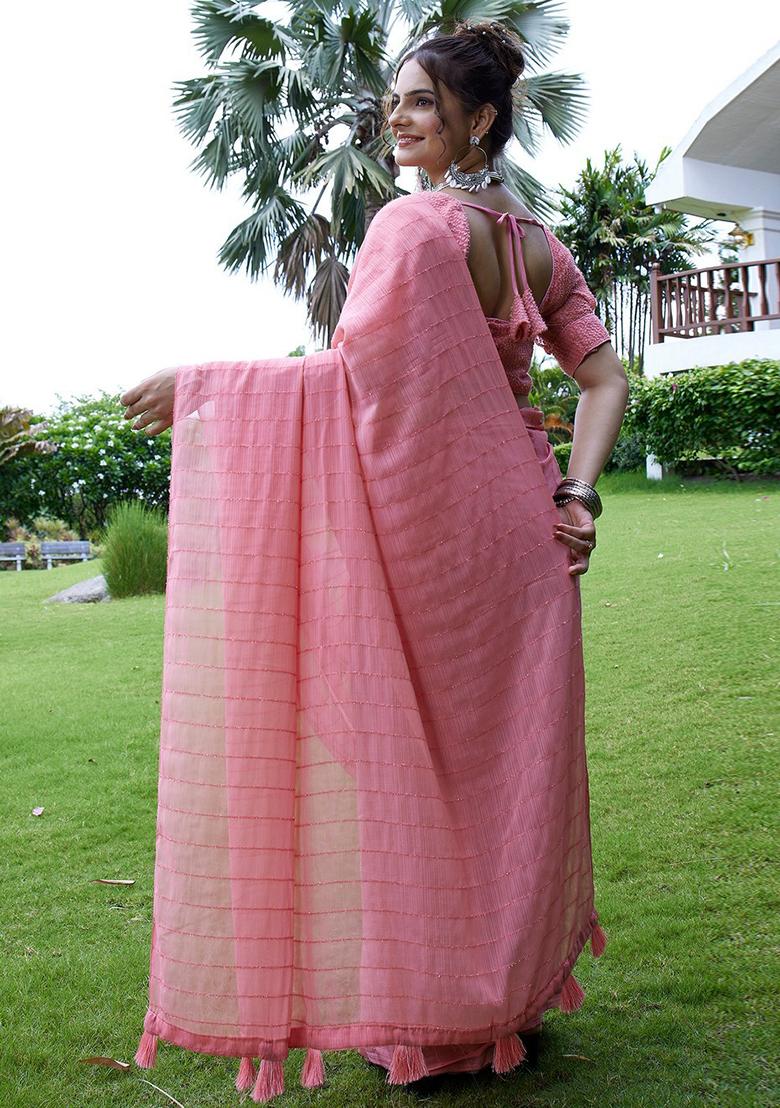 Gajari Embroidered Chiffon Saree Set