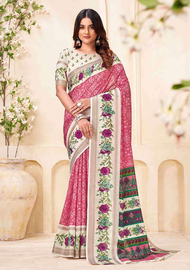 Gajari Embroidered Silk Saree Set - Indya