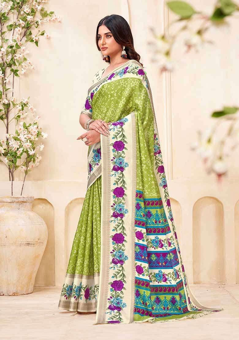 Pista Embroidered Silk Saree Set - Indya