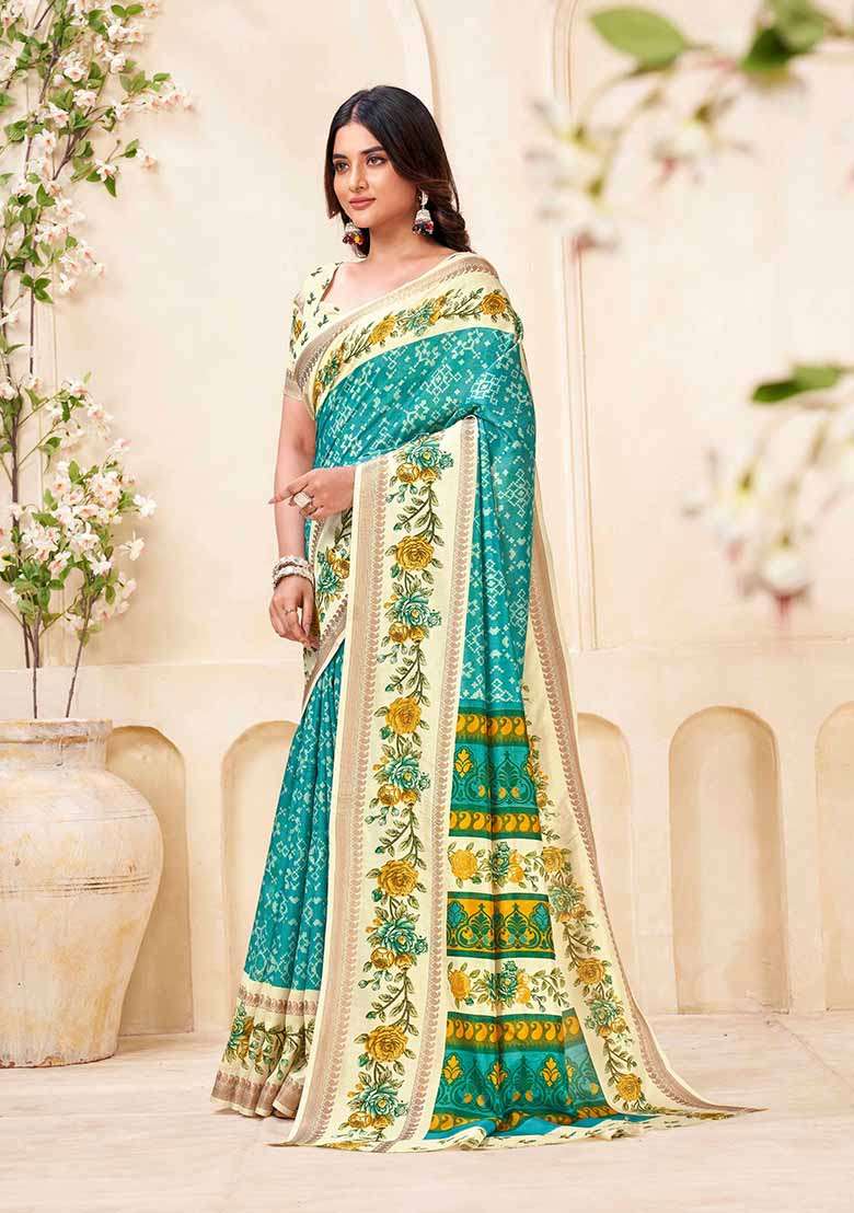 Rama Embroidered Silk Saree Set - Indya